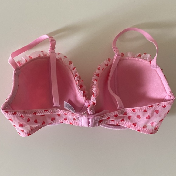 La SENZA Lingerie Bra Fitted Pink Red Hearts Ruffle Occasion Cute Size 32C - Picture 6 of 16